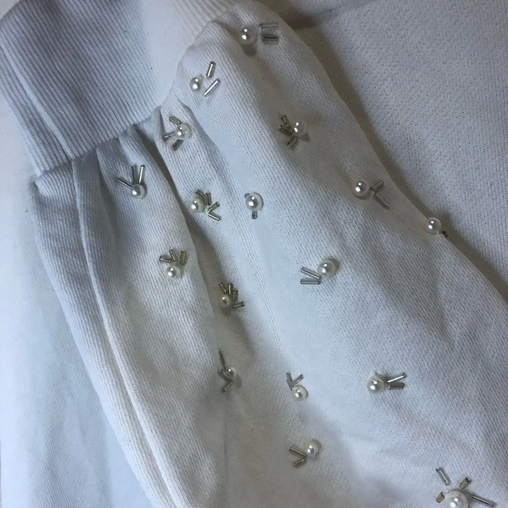Crown & Ivy long sleeve sweater top with pearl and bead embellishments - Picture 2 of 8